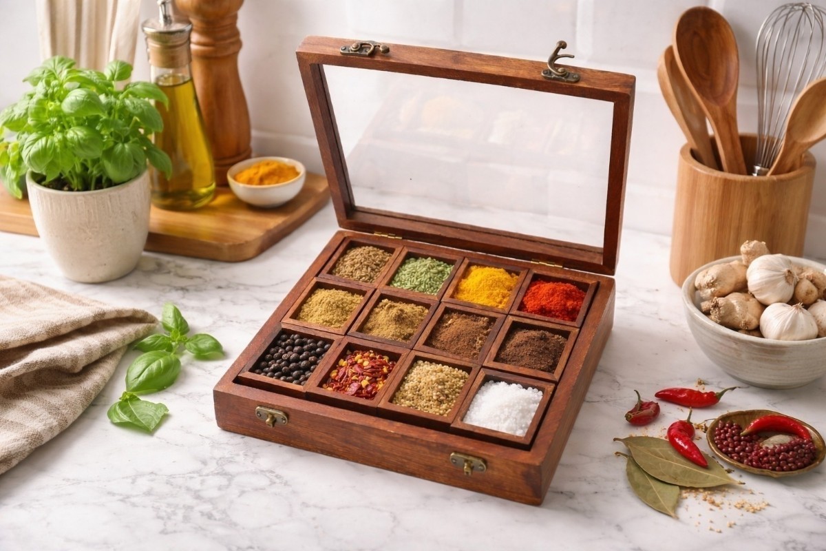 Wooden Spice Box for Kitchen