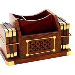 Business Card Holder with Coasters Set