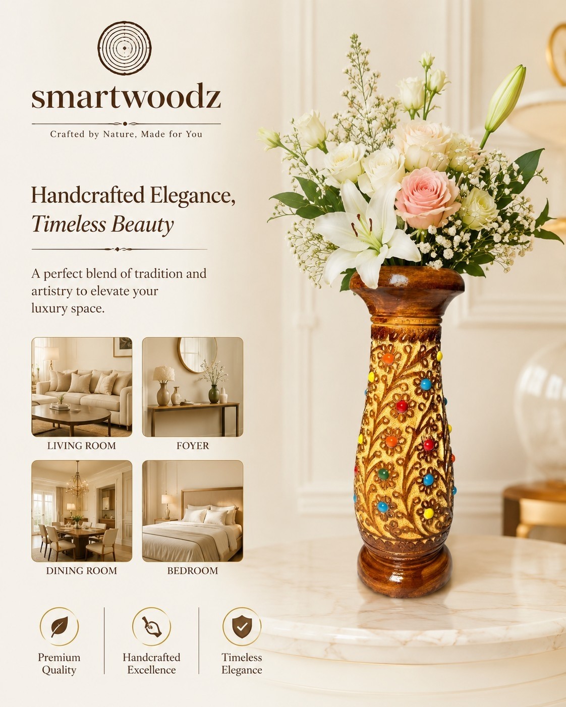 Wooden Flower Vase - Image 4