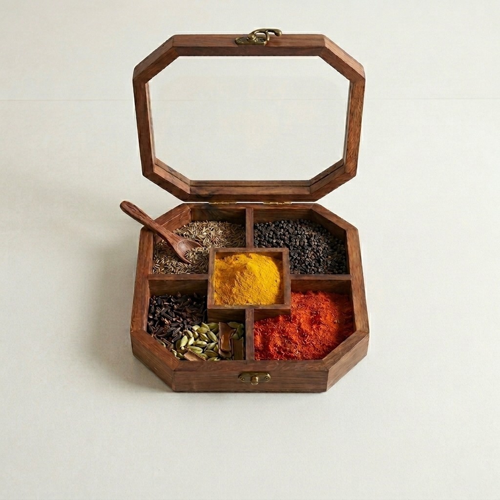 Wooden Spice Box for Kitchen, Octagonal - Image 5