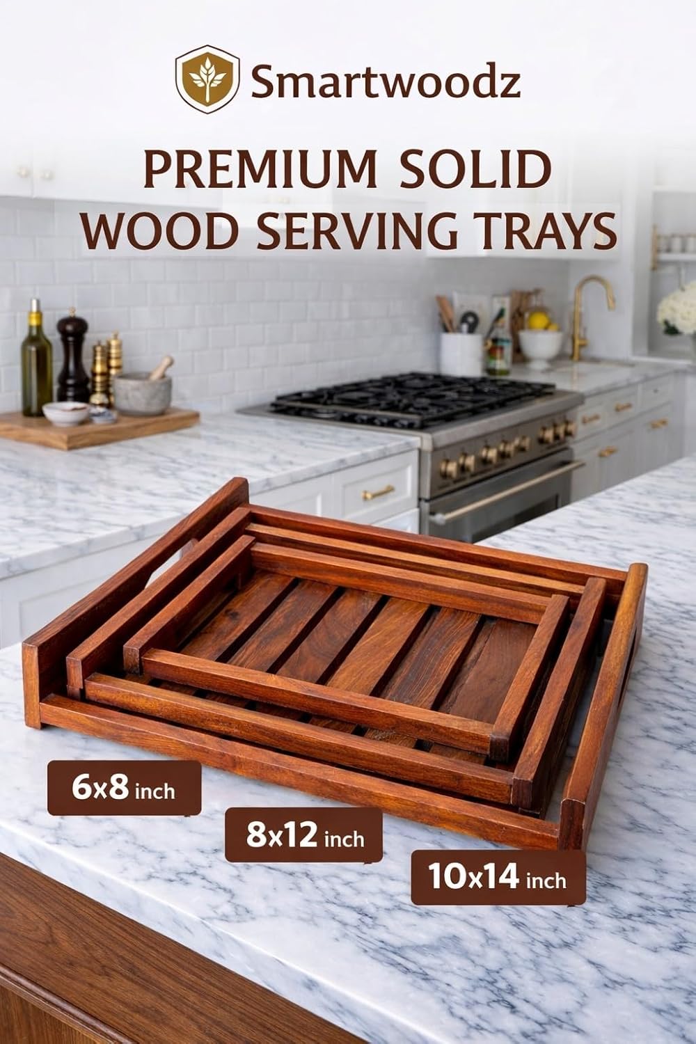 Wooden Serving Trays with Handles - Image 2