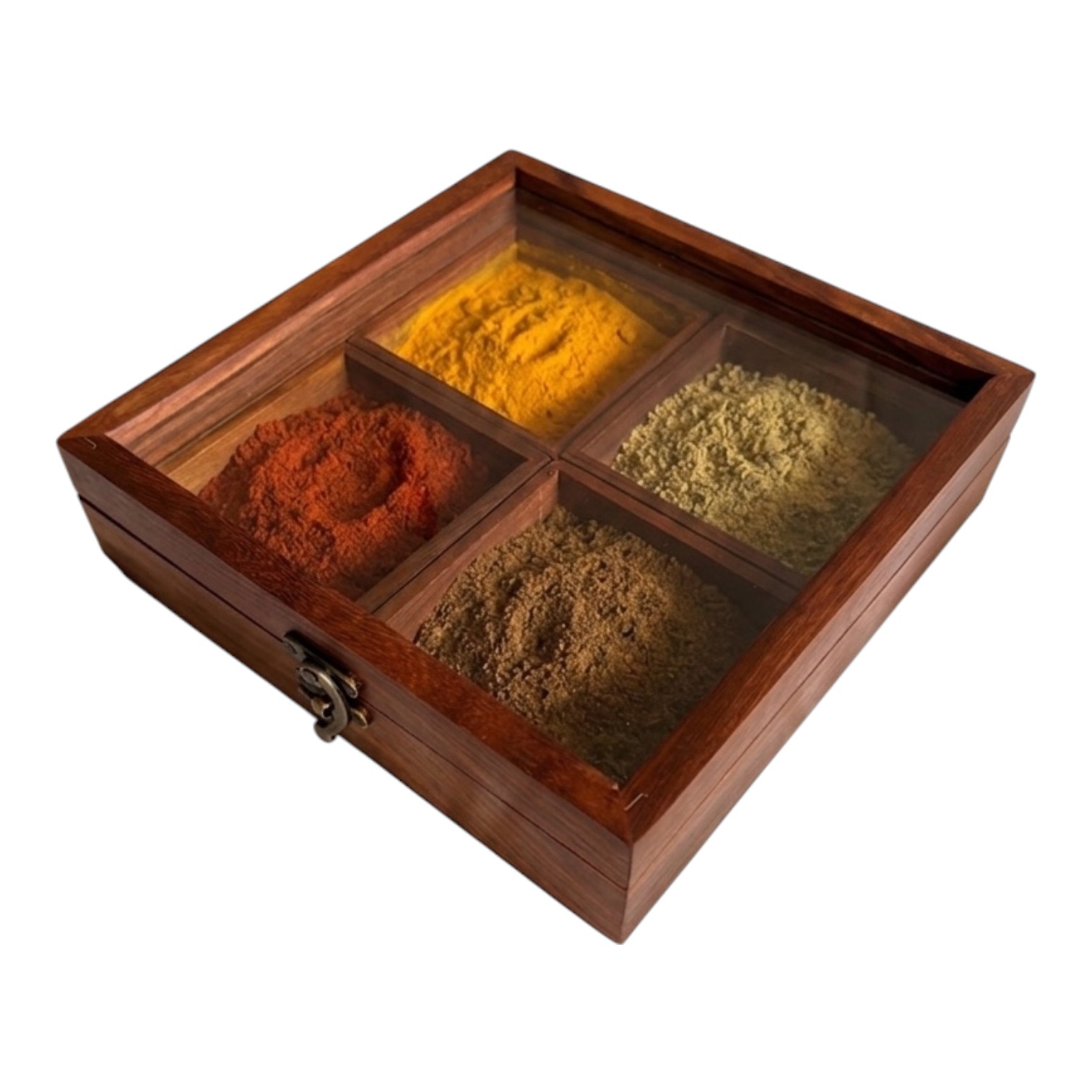 Wooden Spice Box for Kitchen, 4 Compartment - Image 4
